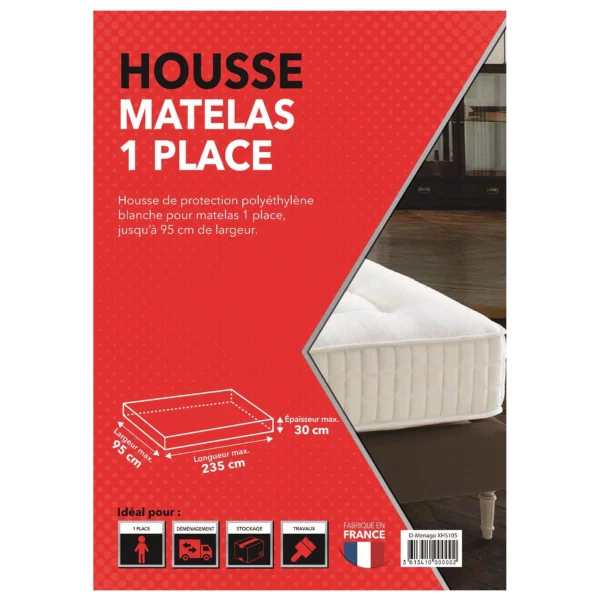 housse de protection des matelas 1 place en plastique