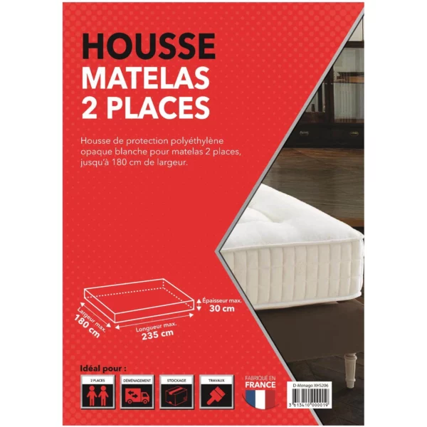 Housse de protection des matelas 2 places en plastique